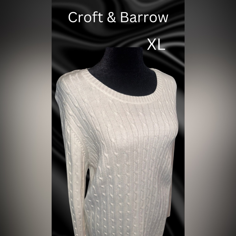 Croft&Barrow 100% cotton women’s white sweater